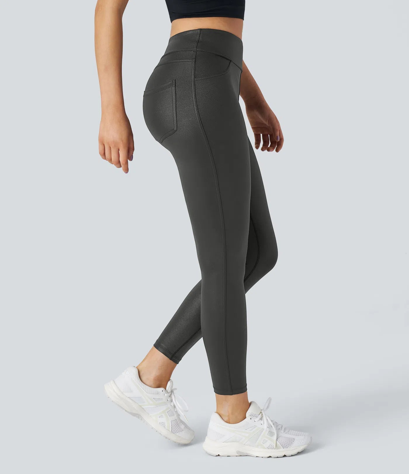 Legging Travail Taille Haute Similicuir Poche Latérale Arrière