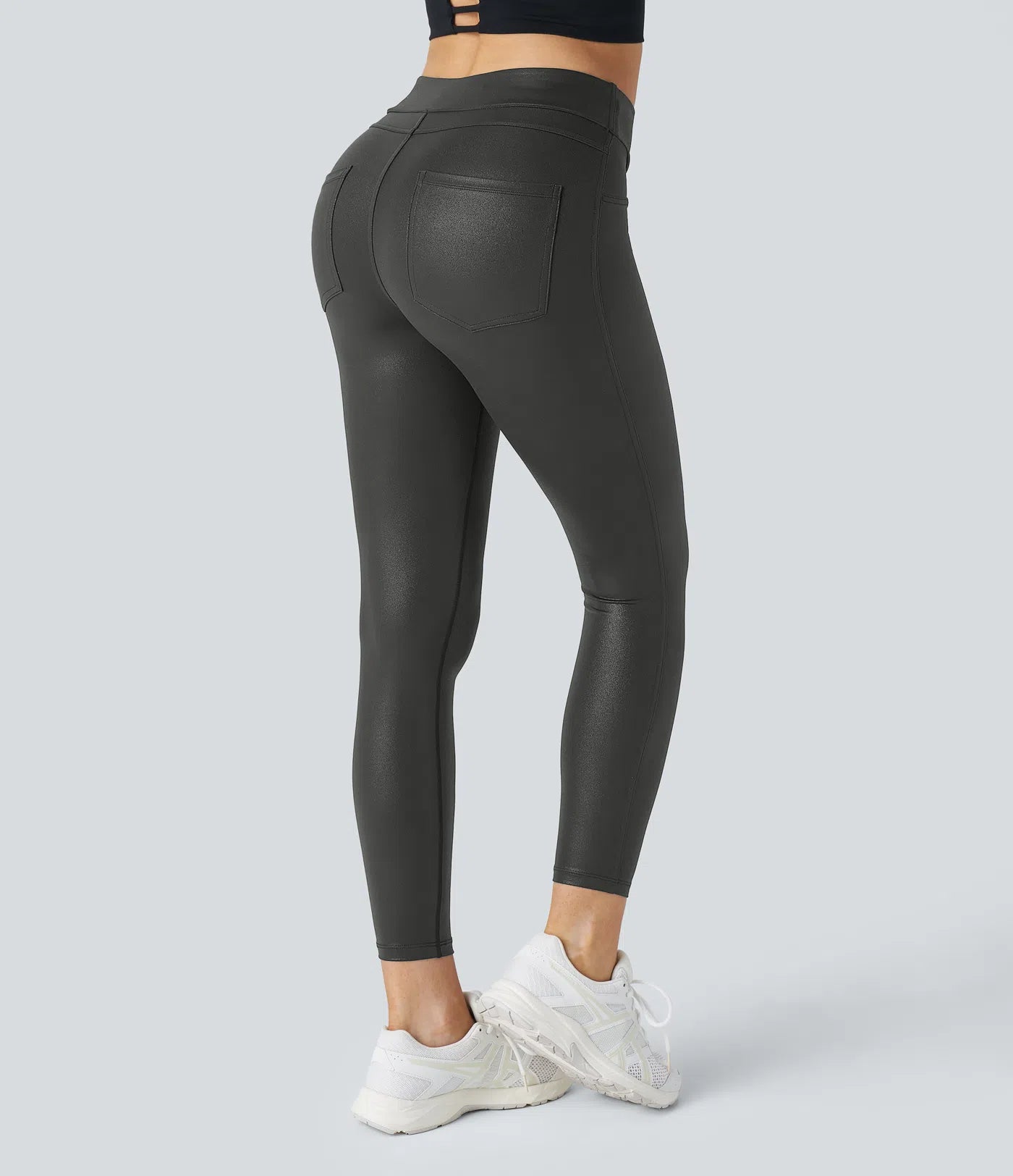 Legging Travail Taille Haute Similicuir Poche Latérale Arrière