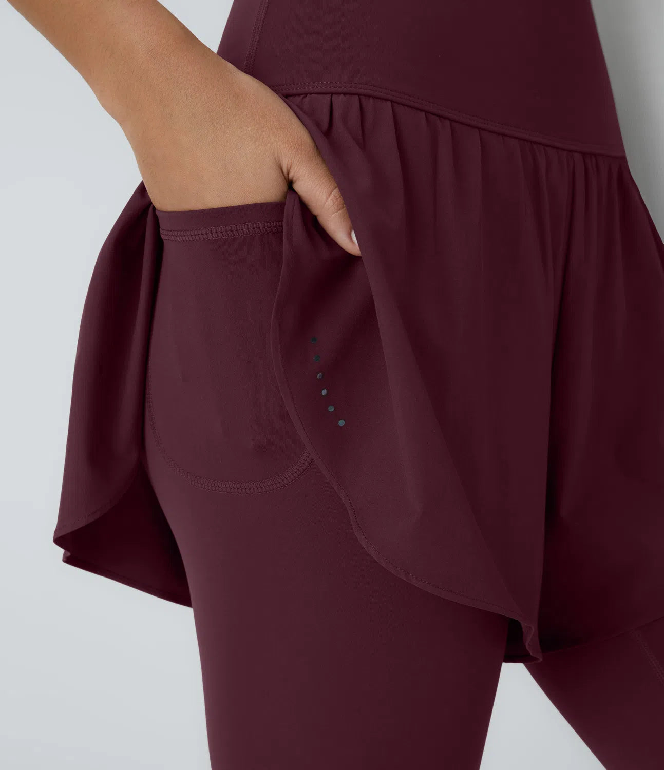 Breezeful™ 7/8 Quick Dry 2-i-1 treningsleggings med høy midje med reflekterende prikker og sidelomme