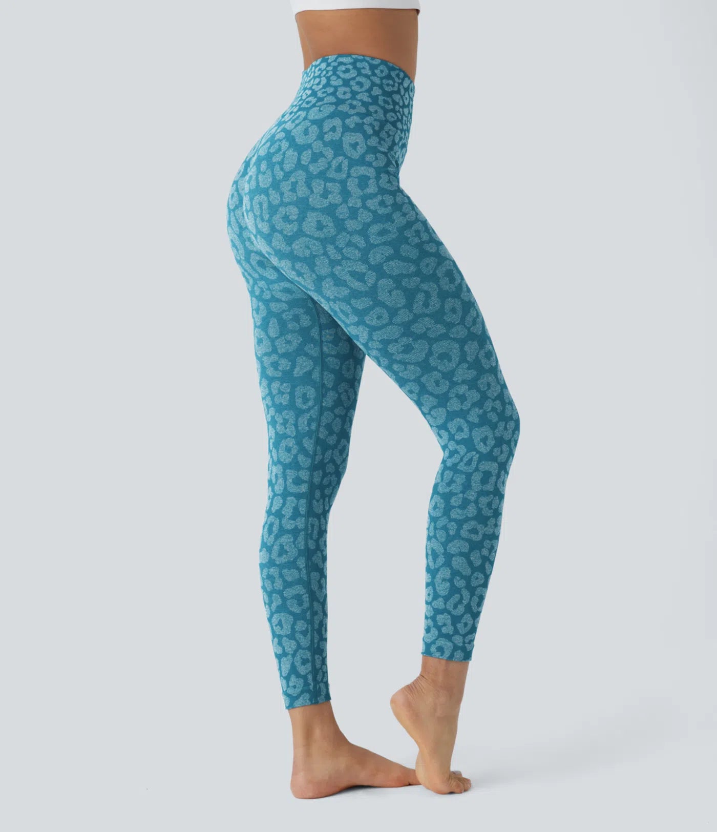 Legging de yoga 7/8 taille haute sans couture motif léopard Flow
