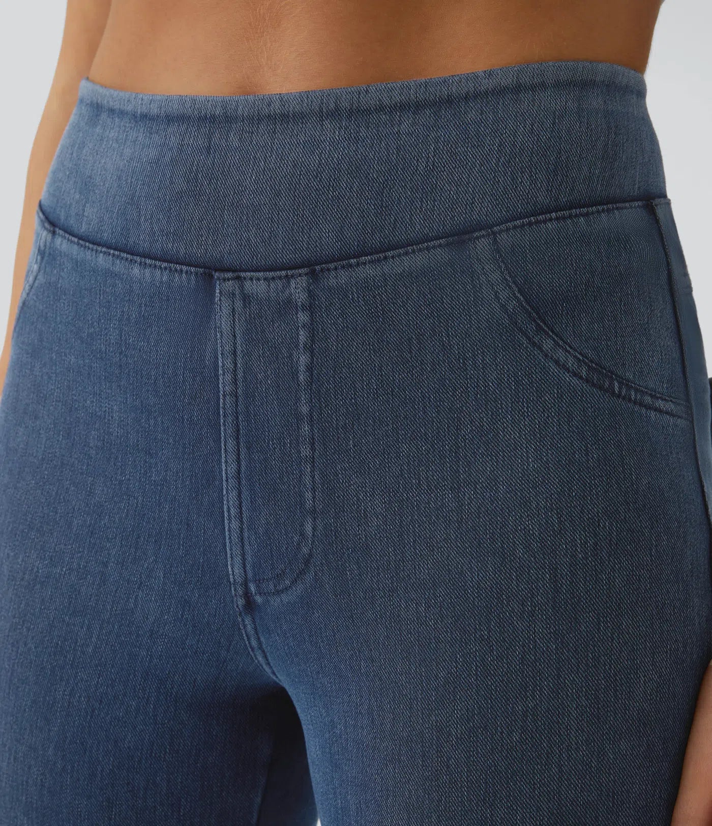 Legging Casual Taille Haute Tricot Extensible Poche Latérale Arrière