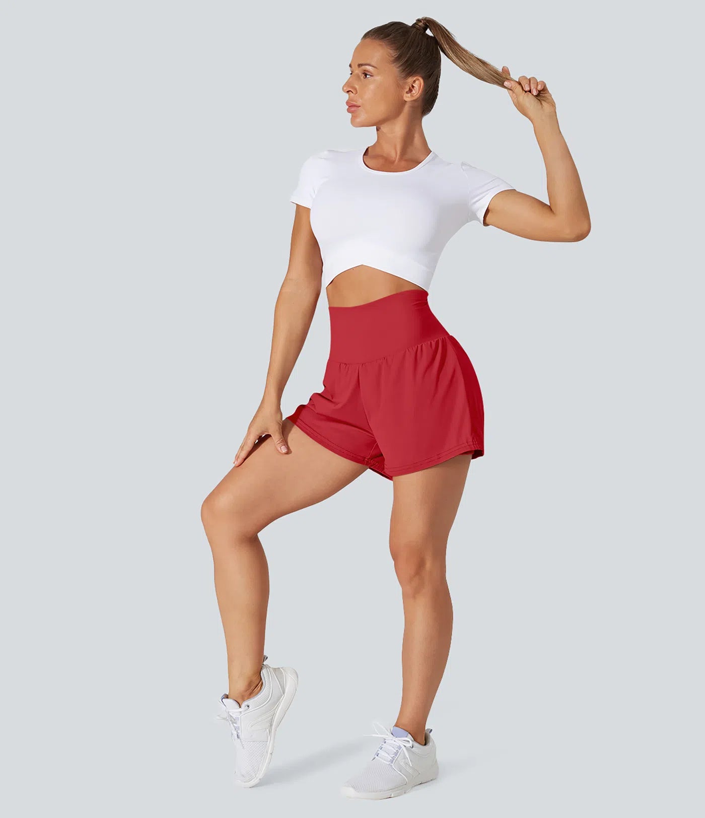 Short 2,5' Yoga 2 en 1 Super Taille Haute Poches Arrière Poches Cachées Latérales