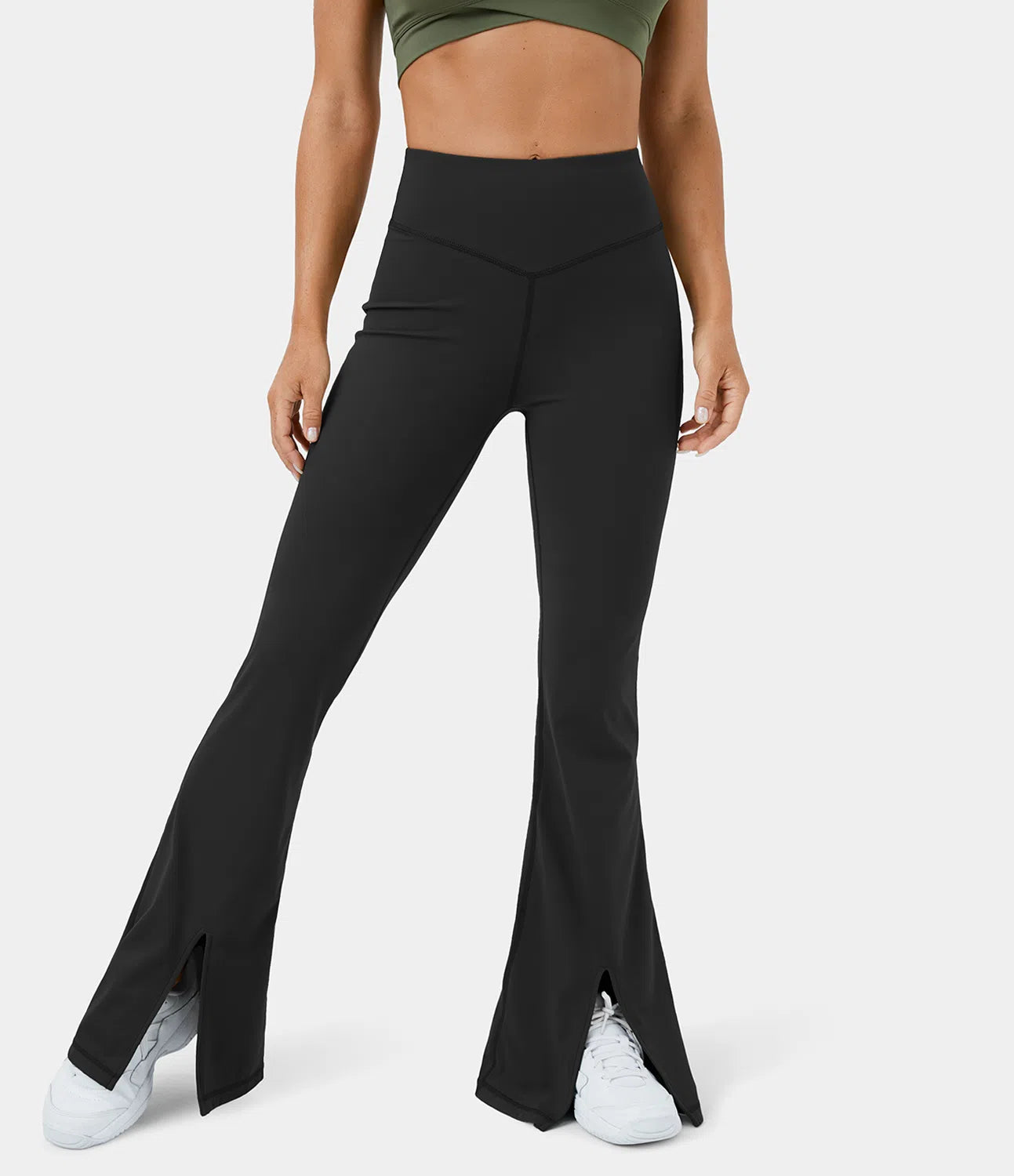 HaloTek Eco™ Yogaleggings med høy midje i plysj med delt kant og superflare