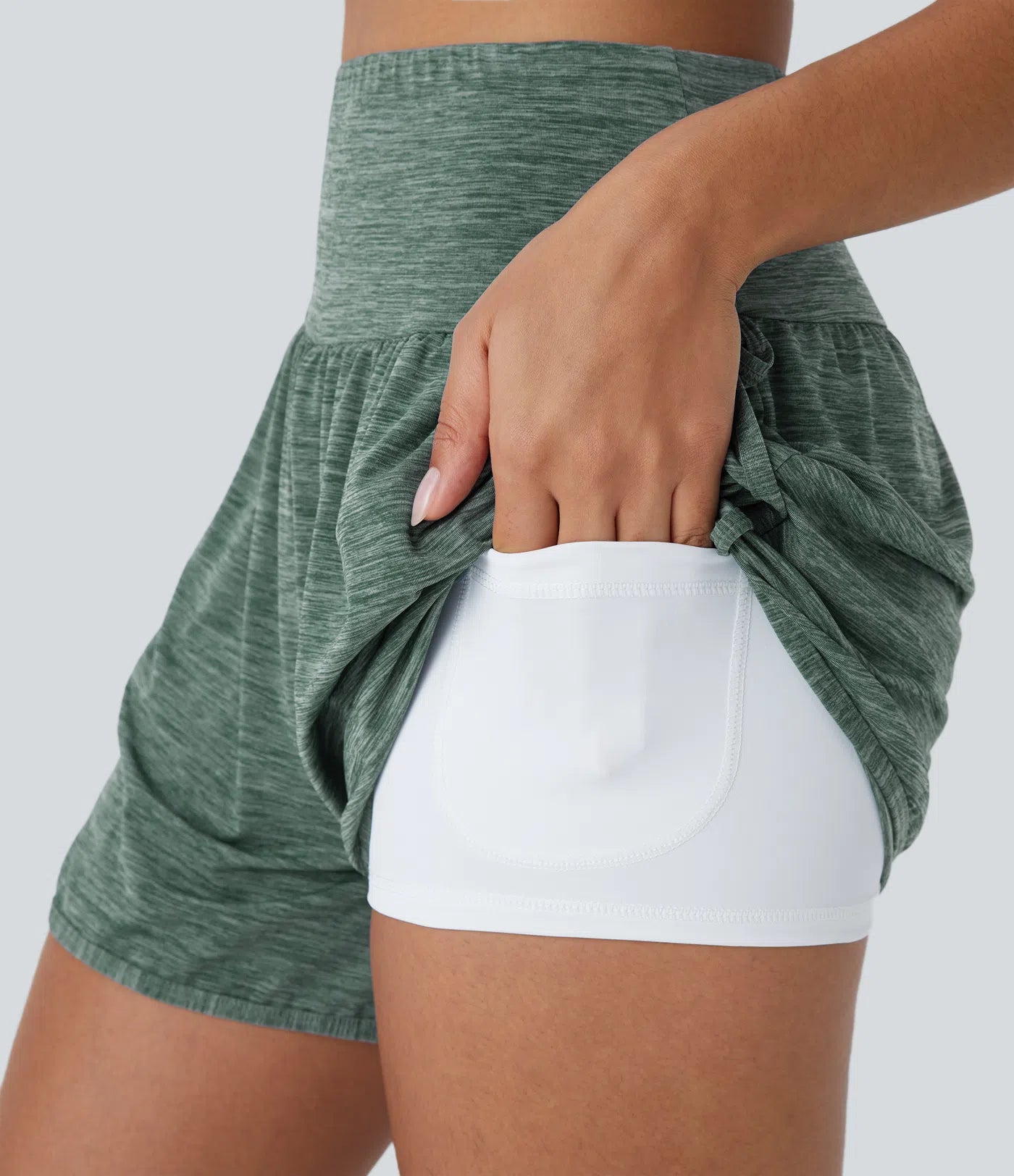 Short Sport 2-en-1 Taille Haute avec Poches Latérales