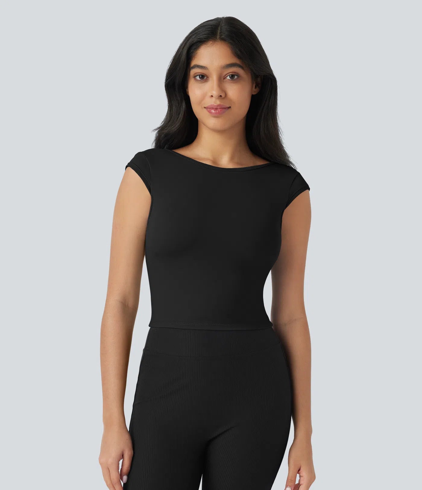 Softlyzero™ T-shirt Casual à Col Bateau et Manches Courte Dos Nu et Court - UPF50+