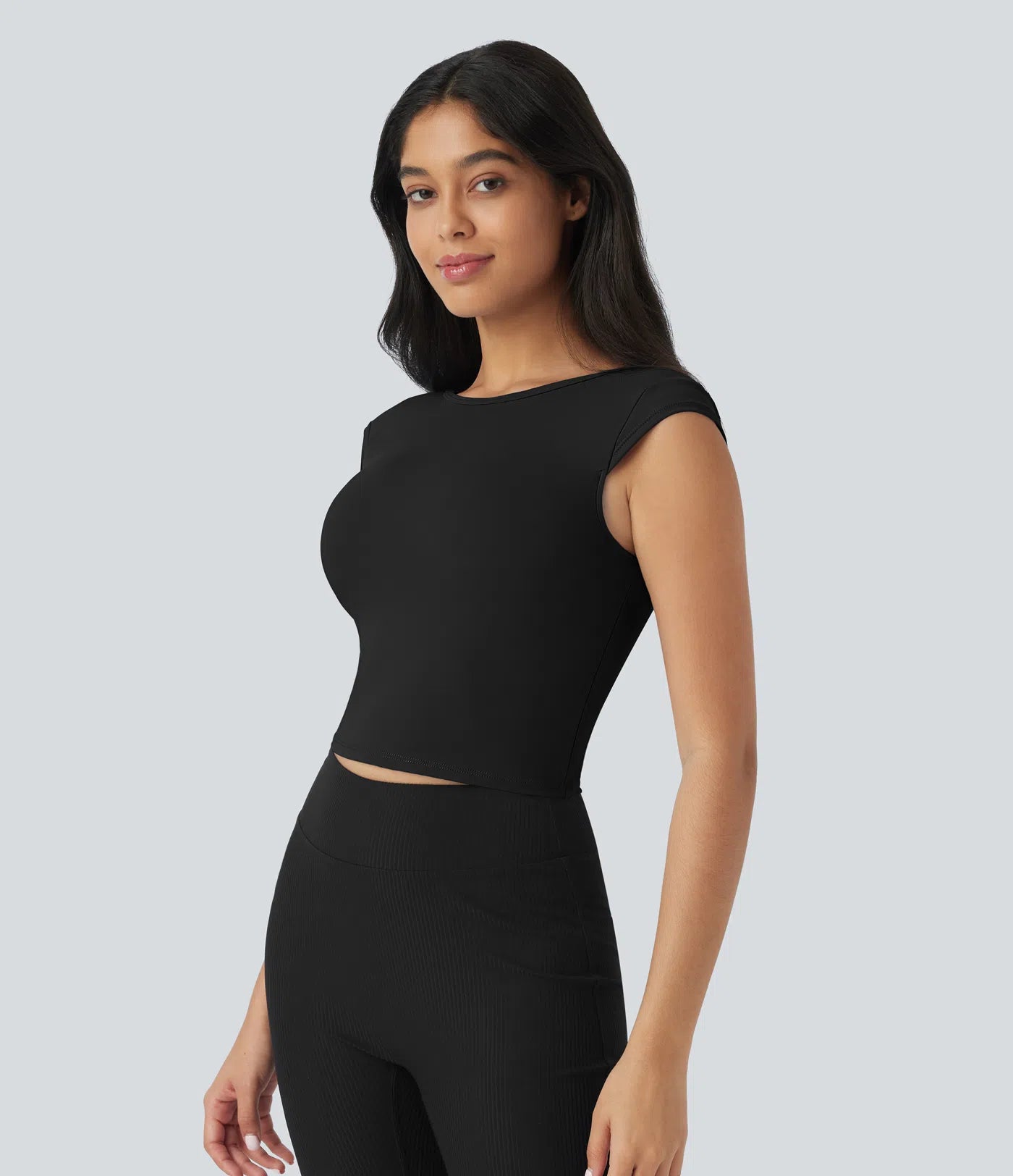 Softlyzero™ T-shirt Casual à Col Bateau et Manches Courte Dos Nu et Court - UPF50+