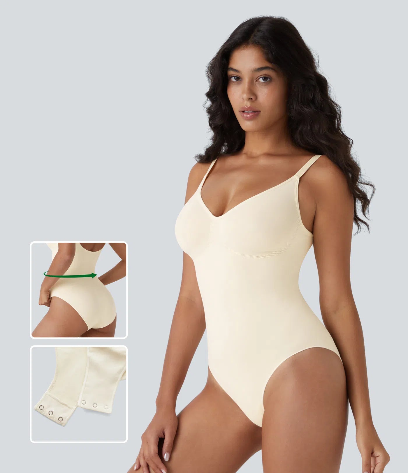 Body sculptant sans couture pour la détente, à bretelles réglables, dos nu, contrôle du ventre et fermeture à boutons-pression
