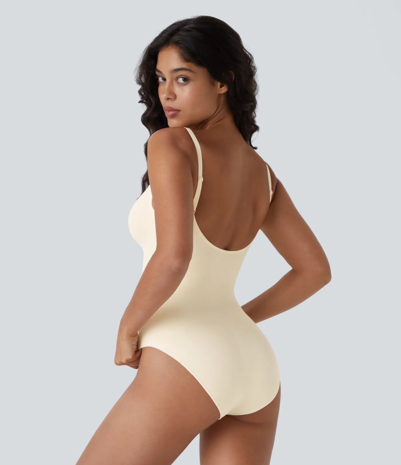 Body sculptant sans couture pour la détente, à bretelles réglables, dos nu, contrôle du ventre et fermeture à boutons-pression