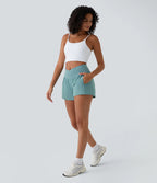 Breezeful™ 10cm Yoga Shorts Quick Dry 2 in 1 High Waist Cross Side Pockets