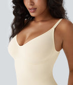 Seamless Relaxation Sculpting Bodysuit with Adjustable Straps, Backless, Tummy Control and Snap Closure