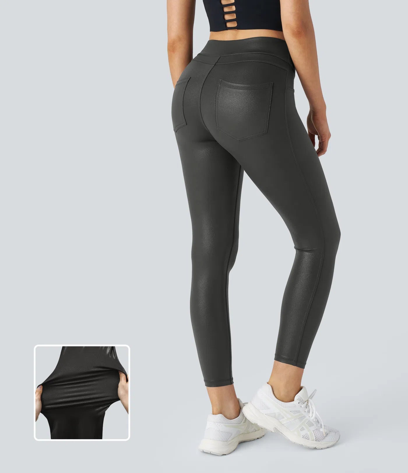 Legging Travail Taille Haute Similicuir Poche Latérale Arrière