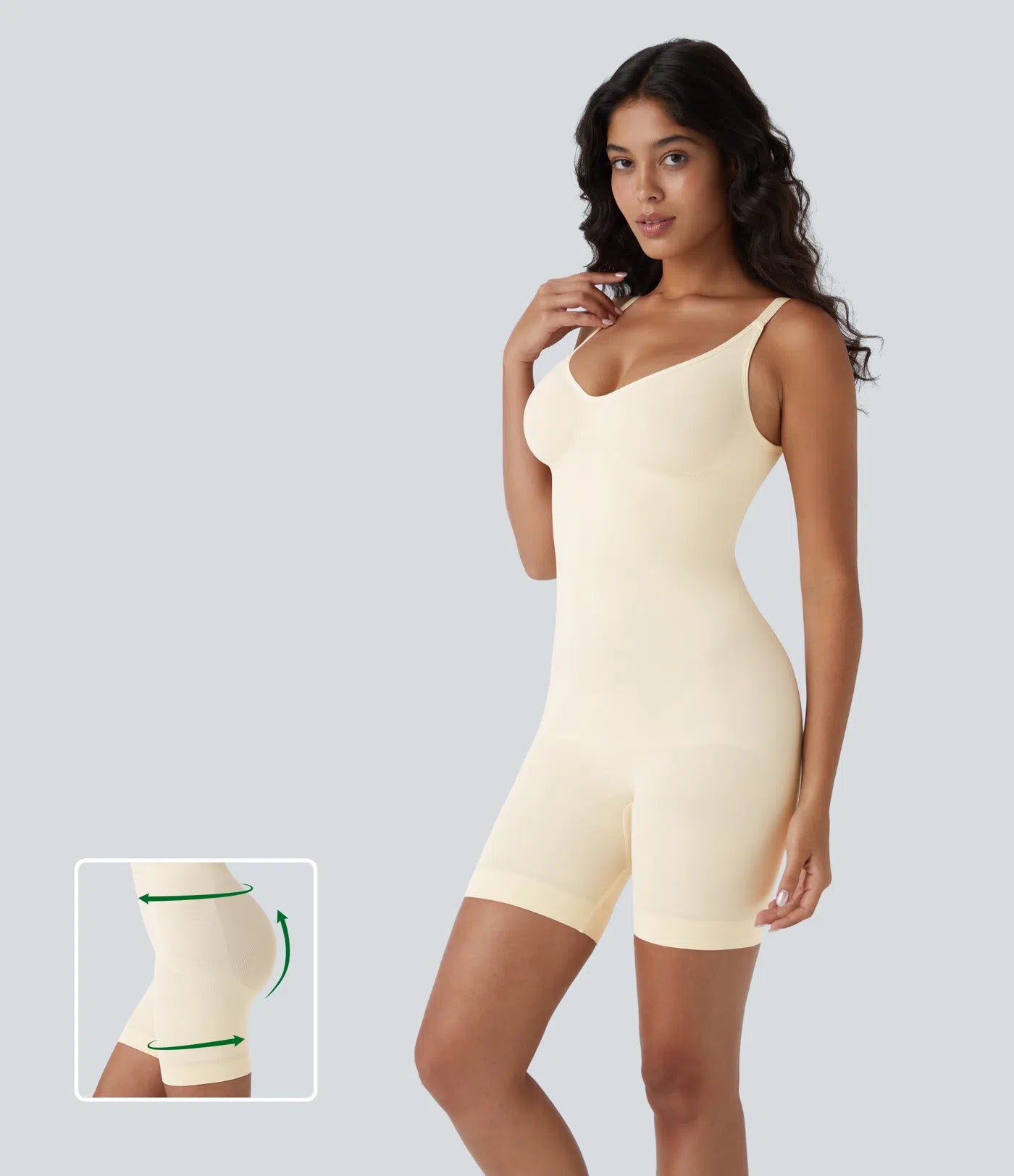 Body sculptant sans coutures à effet seconde peau, bretelles ajustables, dos nu, effet ventre plat et push-up fessier