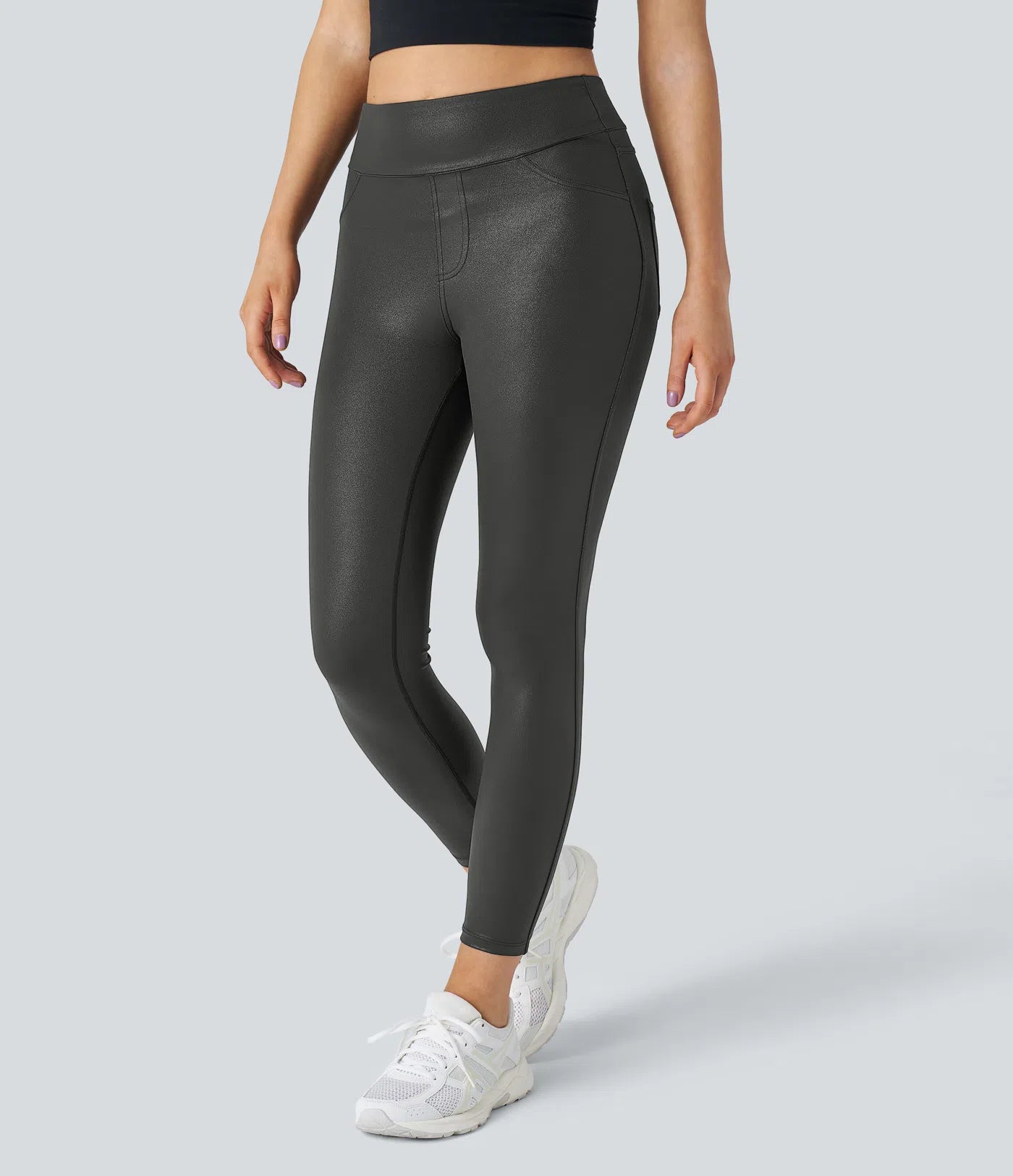 Legging Travail Taille Haute Similicuir Poche Latérale Arrière