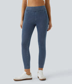 High Waisted Casual Leggings Stretch Knit Back Side Pocket