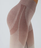 High waisted gradient running leggings transparent flow
