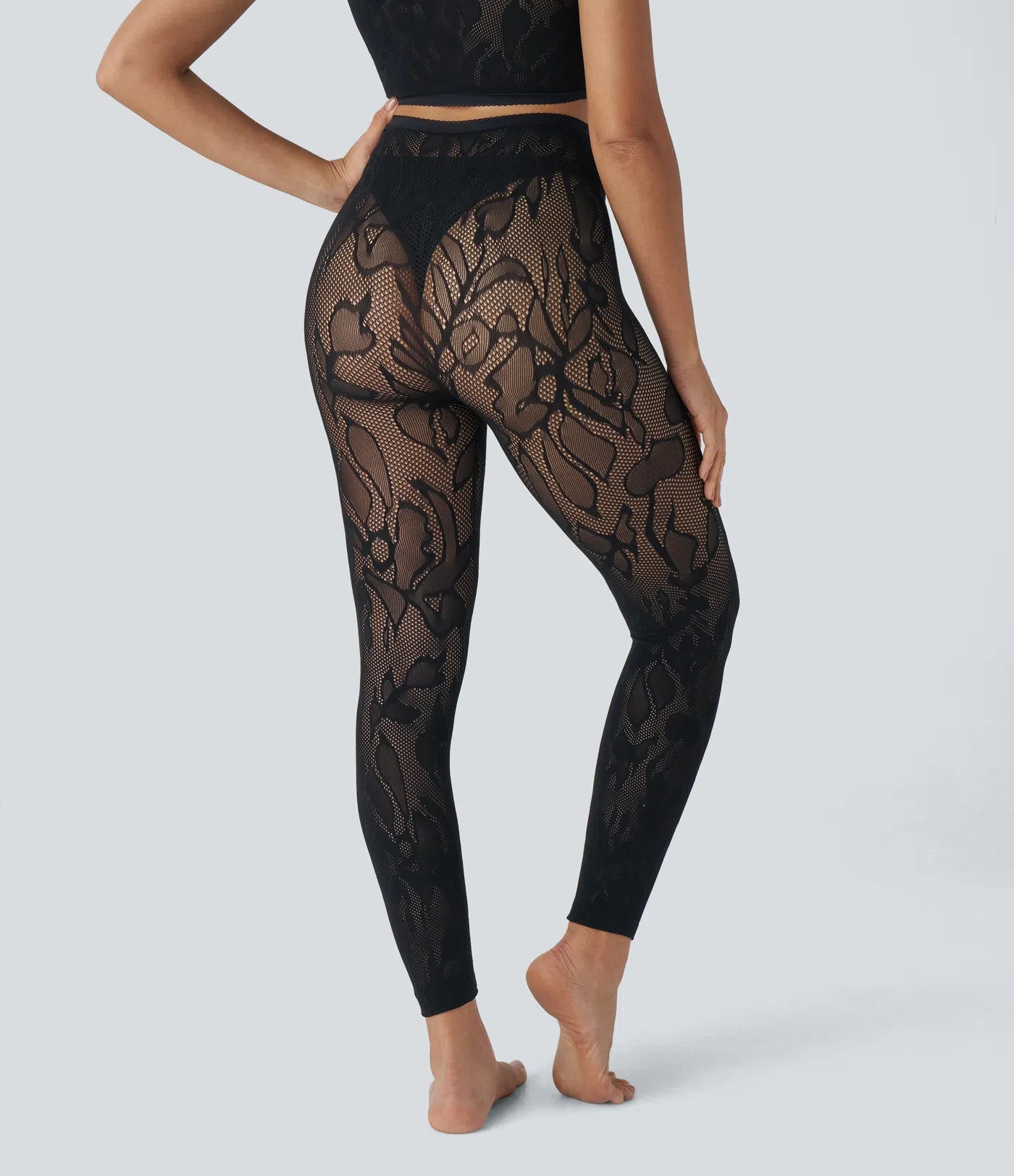 Legging Casual 7/8 sans Couture à Taille Haute avec Découpe