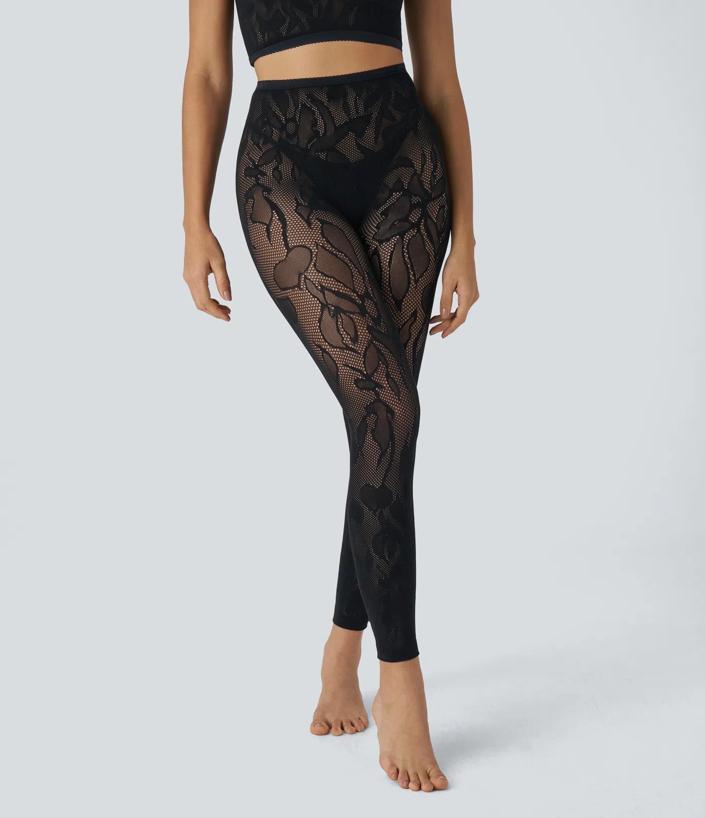 Legging Casual 7/8 sans Couture à Taille Haute avec Découpe