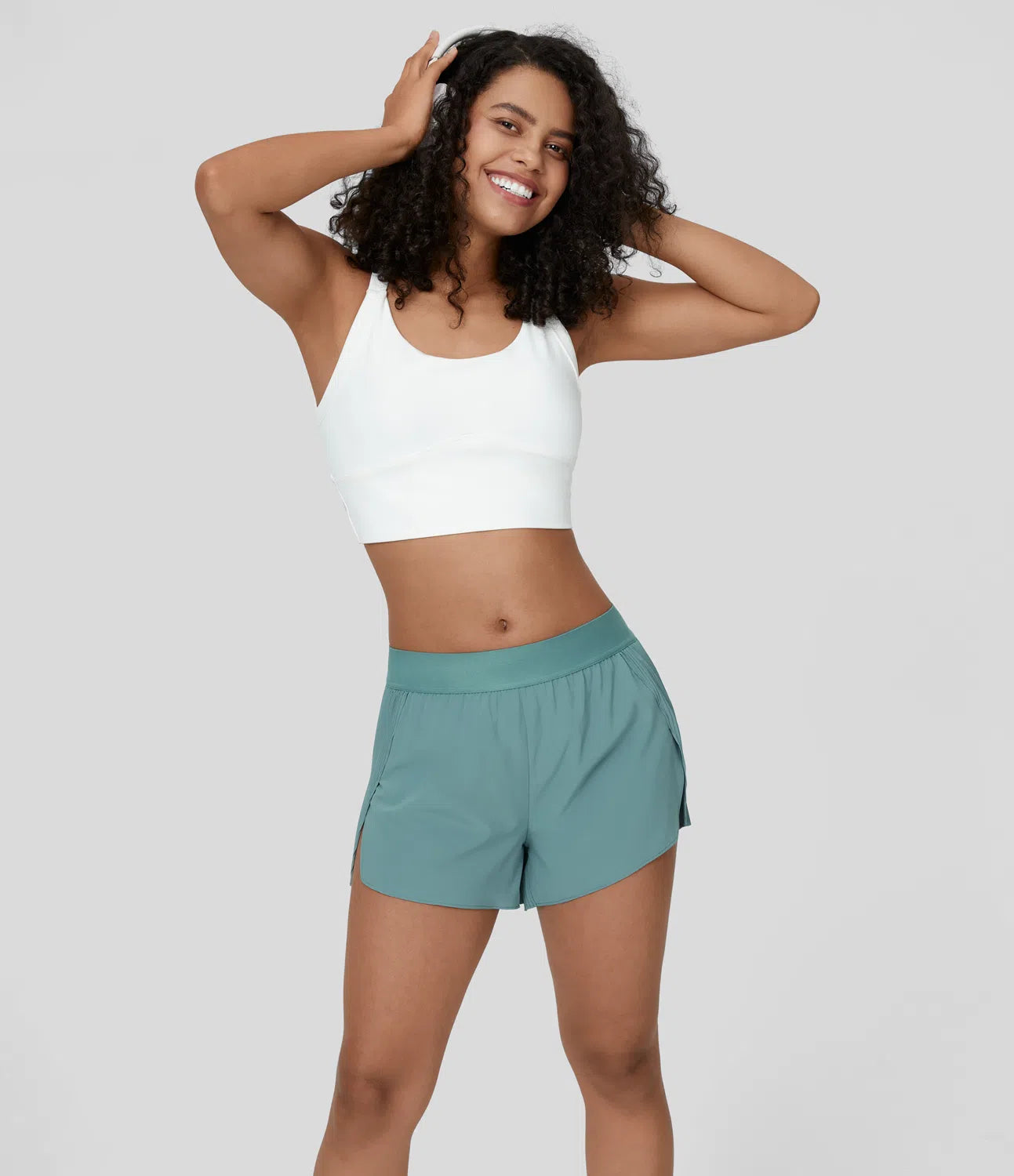 Breezeful™ Short Running Séchage Rapide Taille Mi-Haute avec Plissé Ourlet Fendu 2 en 1