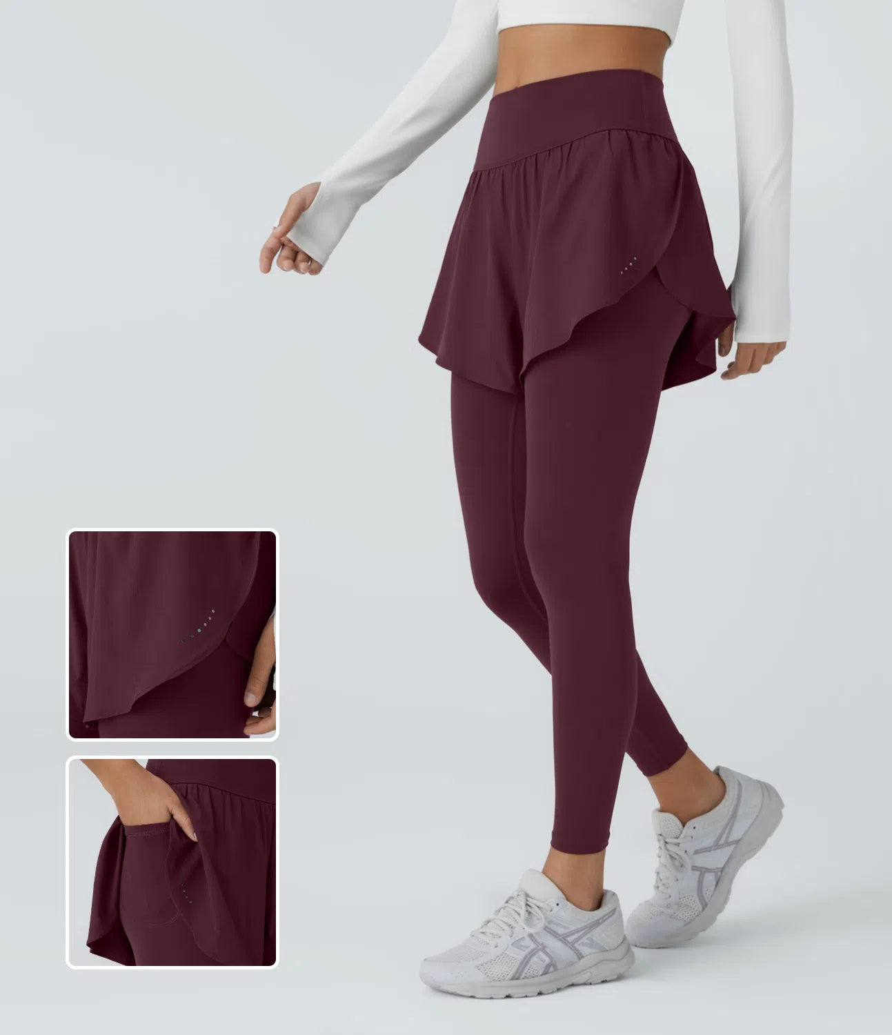 Legging d'entraînement 2-en-1 Breezeful™ 7/8 à séchage rapide, taille haute, avec points réfléchissants et poche latérale