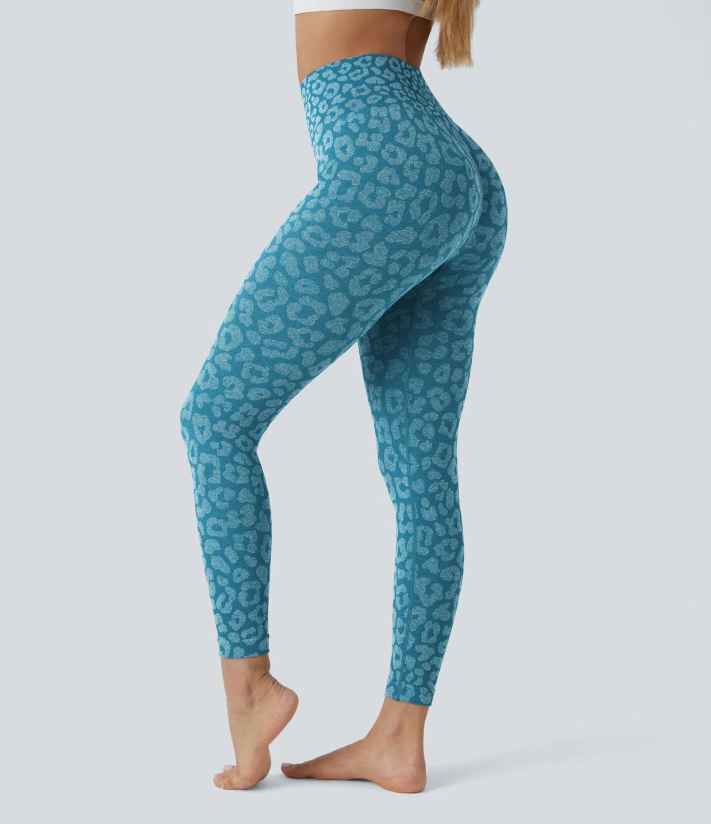 Legging de yoga 7/8 taille haute sans couture motif léopard Flow