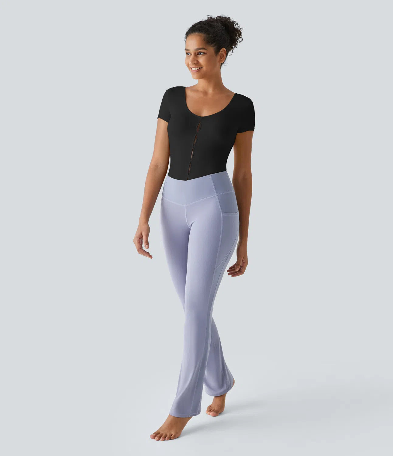 Combinaison de Yoga Sans Dos avec Découpe et Décolleté en U