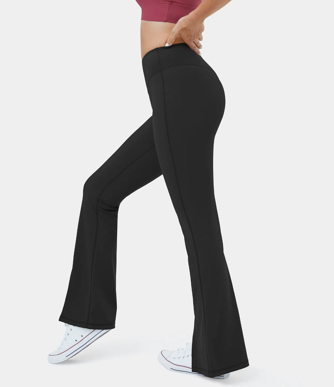 HaloTek Eco™ Plush Legging de Yoga Taille Haute avec Ourlet Fendu et Évasé Super