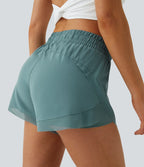 7.5cm 2 in 1 Running Shorts Mid Rise Drawstring Contrast Mesh Panel