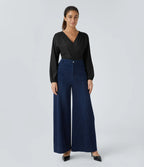 Breezeful™ Quick Dry Bodysuit with V-Neckline, Pleated Flared Sleeves and Snap Closures