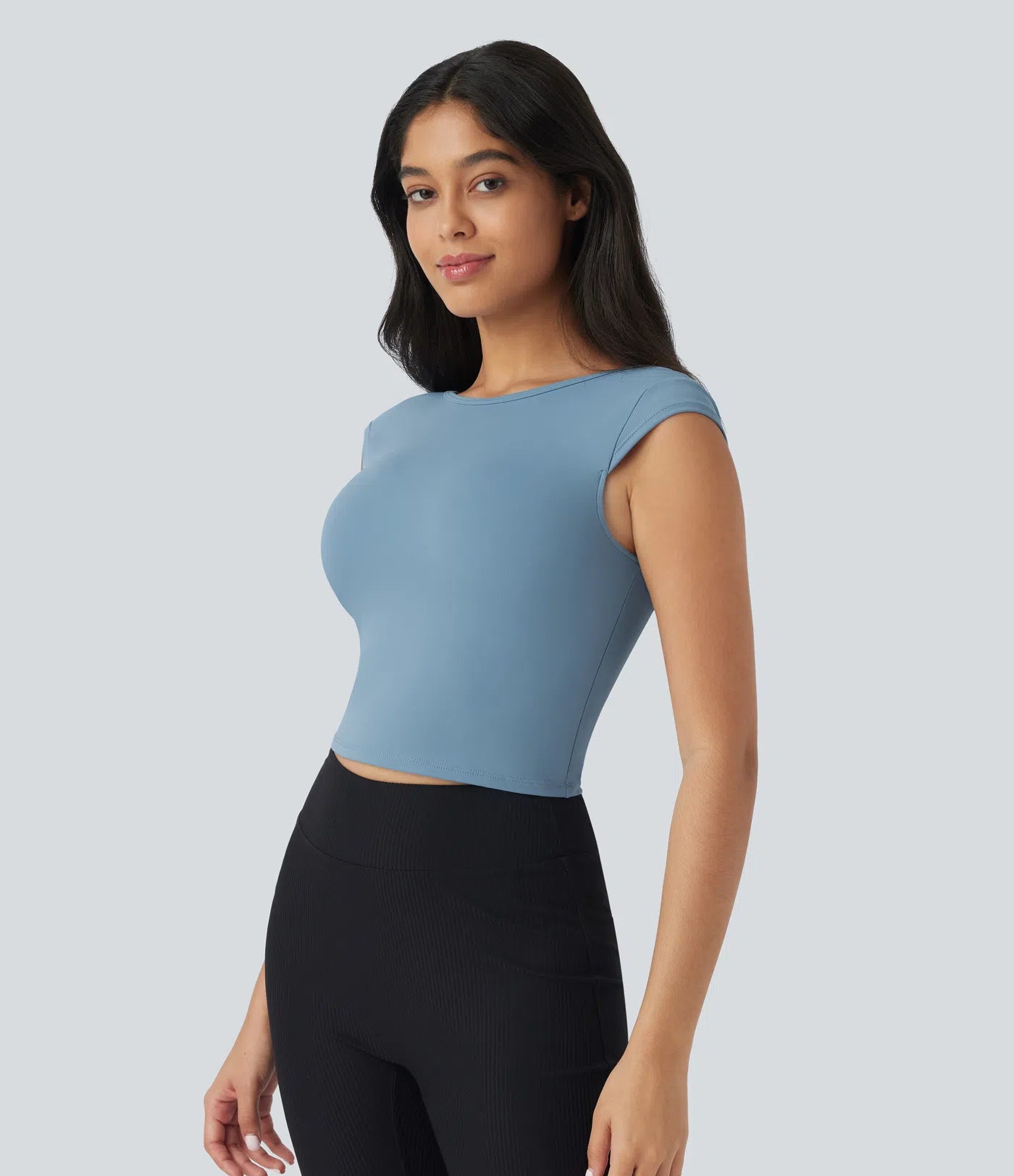Softlyzero™ T-shirt Casual à Col Bateau et Manches Courte Dos Nu et Court - UPF50+