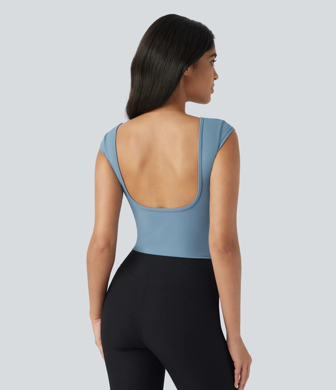 Softlyzero™ T-shirt Casual à Col Bateau et Manches Courte Dos Nu et Court - UPF50+